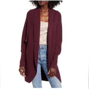 Leith Dolman Sleeve Open Front Longline Ribbed Knit Slouchy Sweater Cardigan NWT